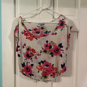 Charlotte Russe Floral Blouse in Cream and Pink